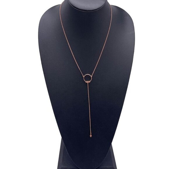 Luv AJ Rhinestone Full Bloom Lariat Y-Drop Chain Necklace Classis Preppy Work - Picture 1 of 4